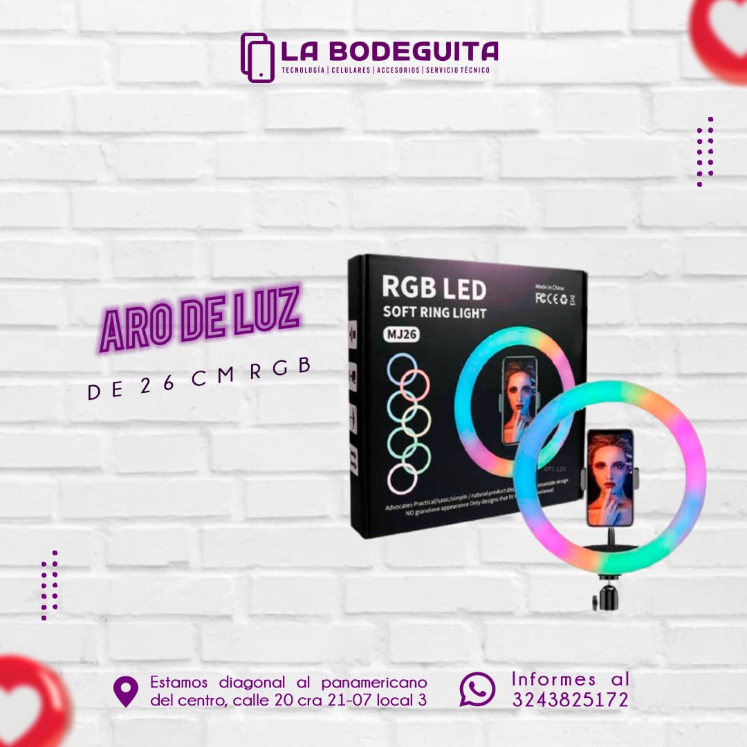 ARO DE LUZ 26 CM MULTICOLOR RGB LA BODEGUITA
